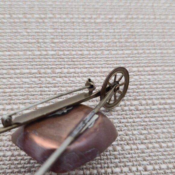 Copper And Tin Wheelbarrow Pin Brooch B495 - Picture 4 of 6